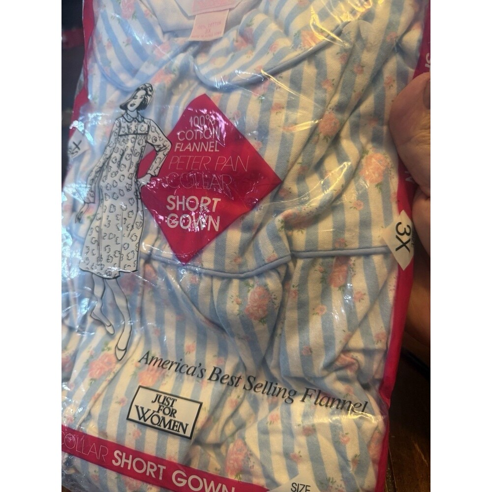 Vintage 90's sears cotton flannel peter pan short granny nightgown deadstock